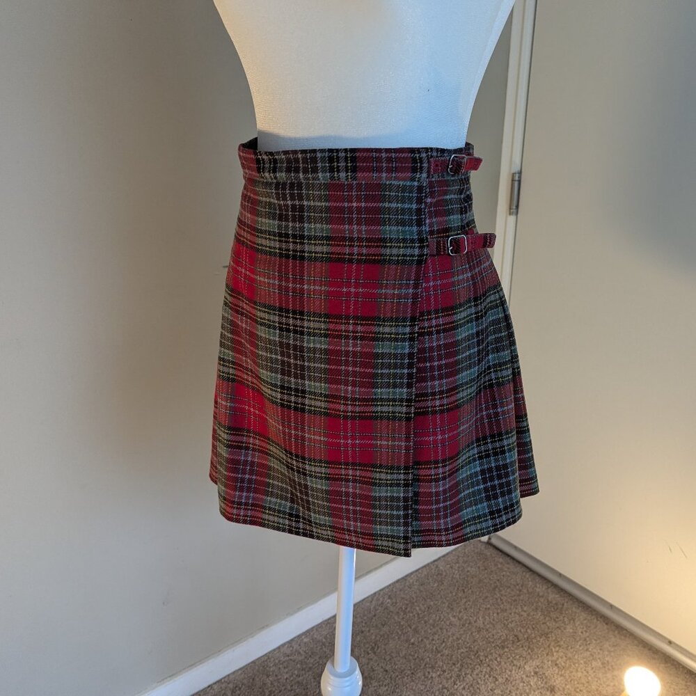 J.Crew Wool Blend Tartan Mini Skirt / Kilt | Red Plaid | Size 10